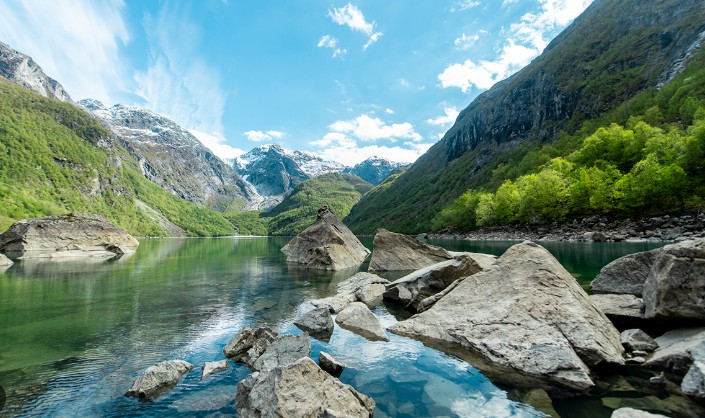 Bondhusvatnet glacier lake near Sundal in Kvinnherad
