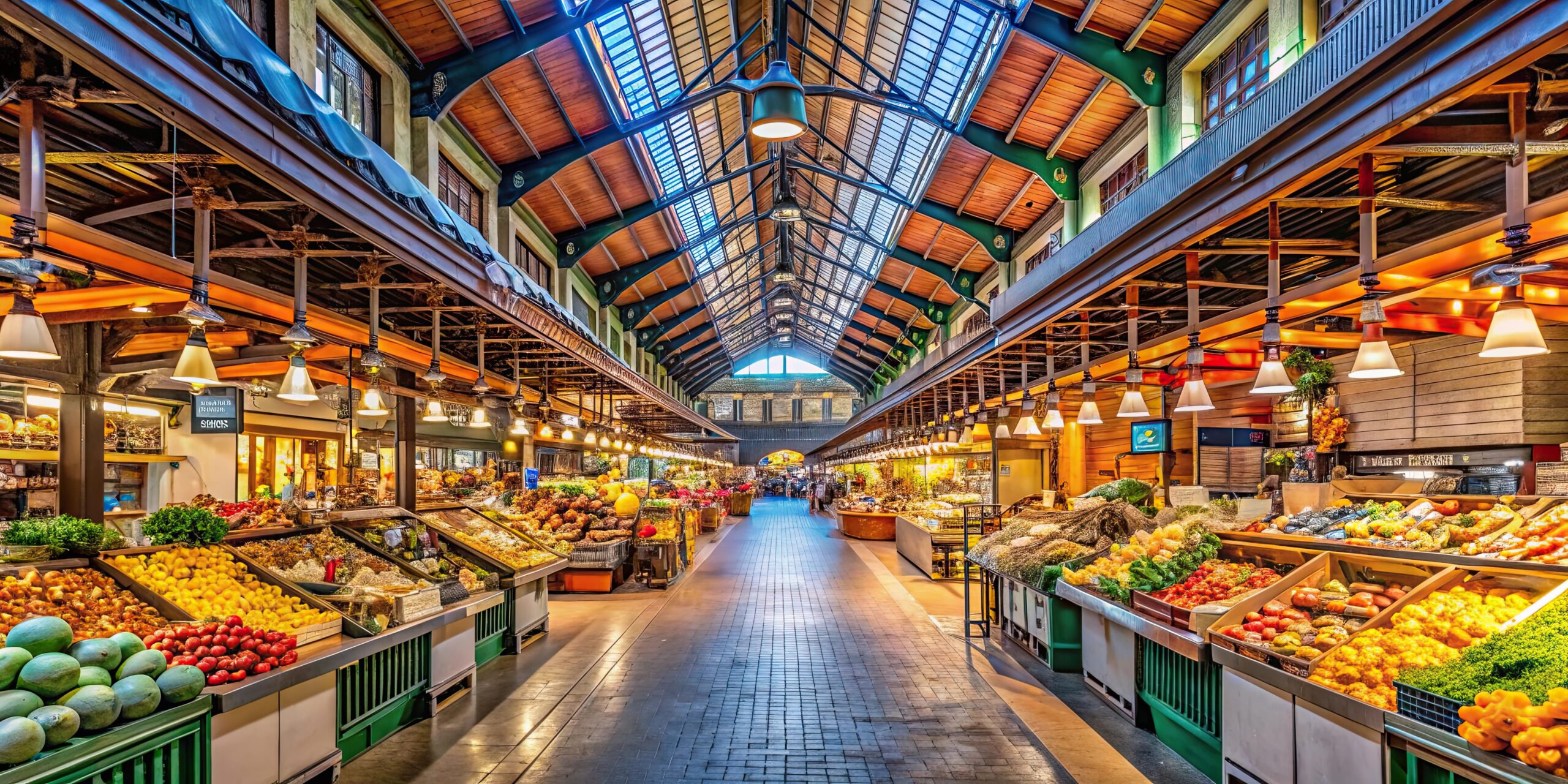 La Boqueria Market in Barcelona, la boqueria market, food market, fresh produce, seafood